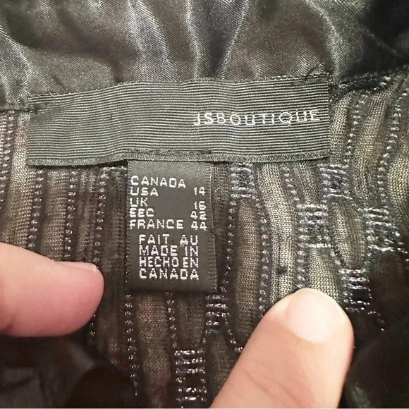 Y2K Black and silver striped sheer button up shirt size 14 - Picture 9 of 10